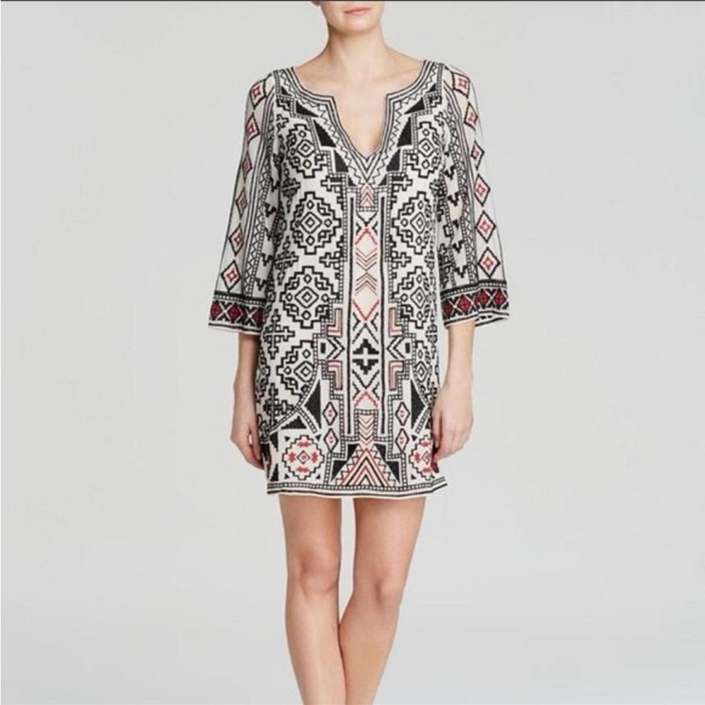 Alice + Olivia Embroidered Geometric Midi Dress Size S